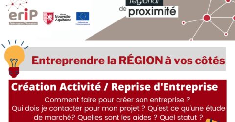 votre espace régional de proximité Entreprendre la Région à vos côtés Création d'activité / Reprise d'entreprise Comment faire pour créer son entreprise ? Qui dois-je contacter pour mon projet ? Qu'est-ce qu'une étude de marché ? Quelles sont les aides ? Quel statut ? Quel accompagnement pour m'aider ? ...